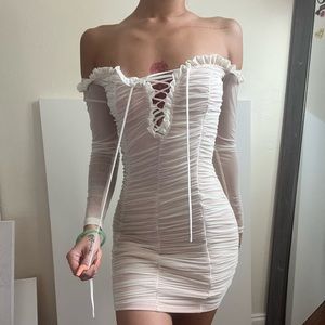 White Mini Body Con Dress. Size xS